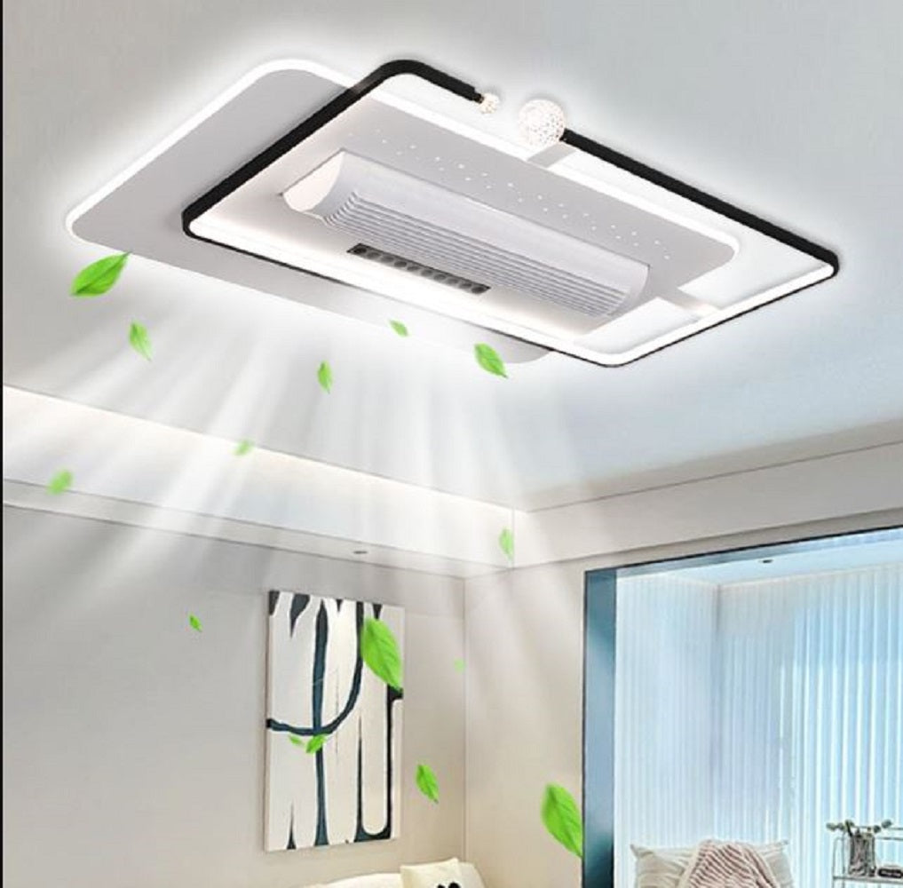 Designer Fan Light Hotel Bedroom Decorative Recessed Smart Bladeless Ceiling Fan With Light and Remote-Other Interior Accessories-Lighting Hub-Lighting Hub