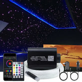 16W Fiber Optic Star Ceiling Light Kit RGBW APP+Music Control Sound Sensor Light Source with 28key RF Musical Remote and Fiber Cable 300pcs 0.75mm/1MM/1.5MM 9.8ft/3m for car and Home-Optic Fiber Light Kit-Lighting Hub-Lighting Hub
