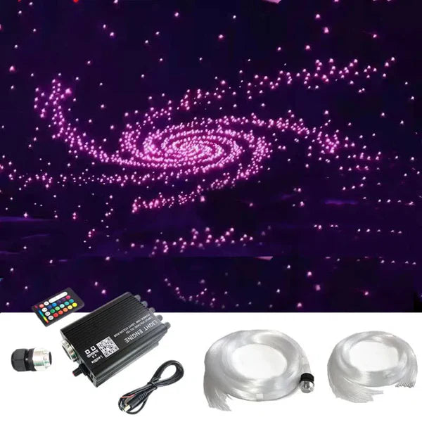 Shooting Star Ceiling Light Kit, 16W RGBW APP + Remote Control Fibre Optic Light, with 450+100 pcs (550 pieces) 0.75 mm 3M Fibers + 28-Key RF Remote Control, for Decoration in Ceiling-Optic Fiber Light Kit-Lighting Hub-Lighting Hub