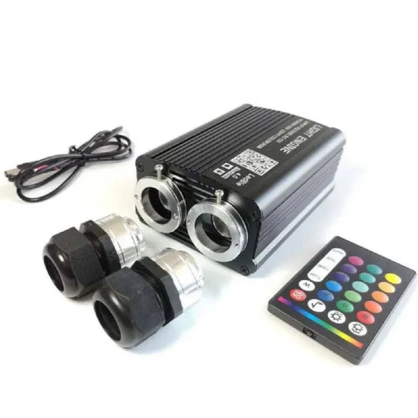 32W Dual Head with Shooting Star RGBW APP + Remote Control Fibre Optic Light Kit 1100pieces (900+200pc) 0.03in/0.06in 9.8ft Fibre for Decoration in Ceiling Home and Car-Optic Fiber Light Kit-Lighting Hub-Lighting Hub