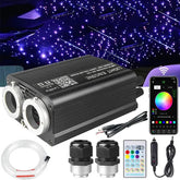 32W Dual Head with Shooting Star RGBW APP + Remote Control Fiber Optic Light Kit 1100pieces (900+200pc) 5m 16.4ft Fibre for Decoration in Ceiling Home and Car