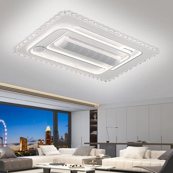 Modern High-CRI White LED Lamp Hot-Selling Off-Grid Remote Control Ceiling Fan with DC Bladeless Bedrooms 220V Iron Motor and Bluetooth Speaker--Lighting Hub-Lighting Hub