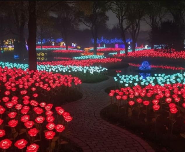 Stylish Garden Light Led Decoration Rose Lamp Outdoor Light Colourful Flower Landscape Courtyard Lawn Light(Pack of 10 With Driver)-Garden Light-Lighting Hub-Lighting Hub