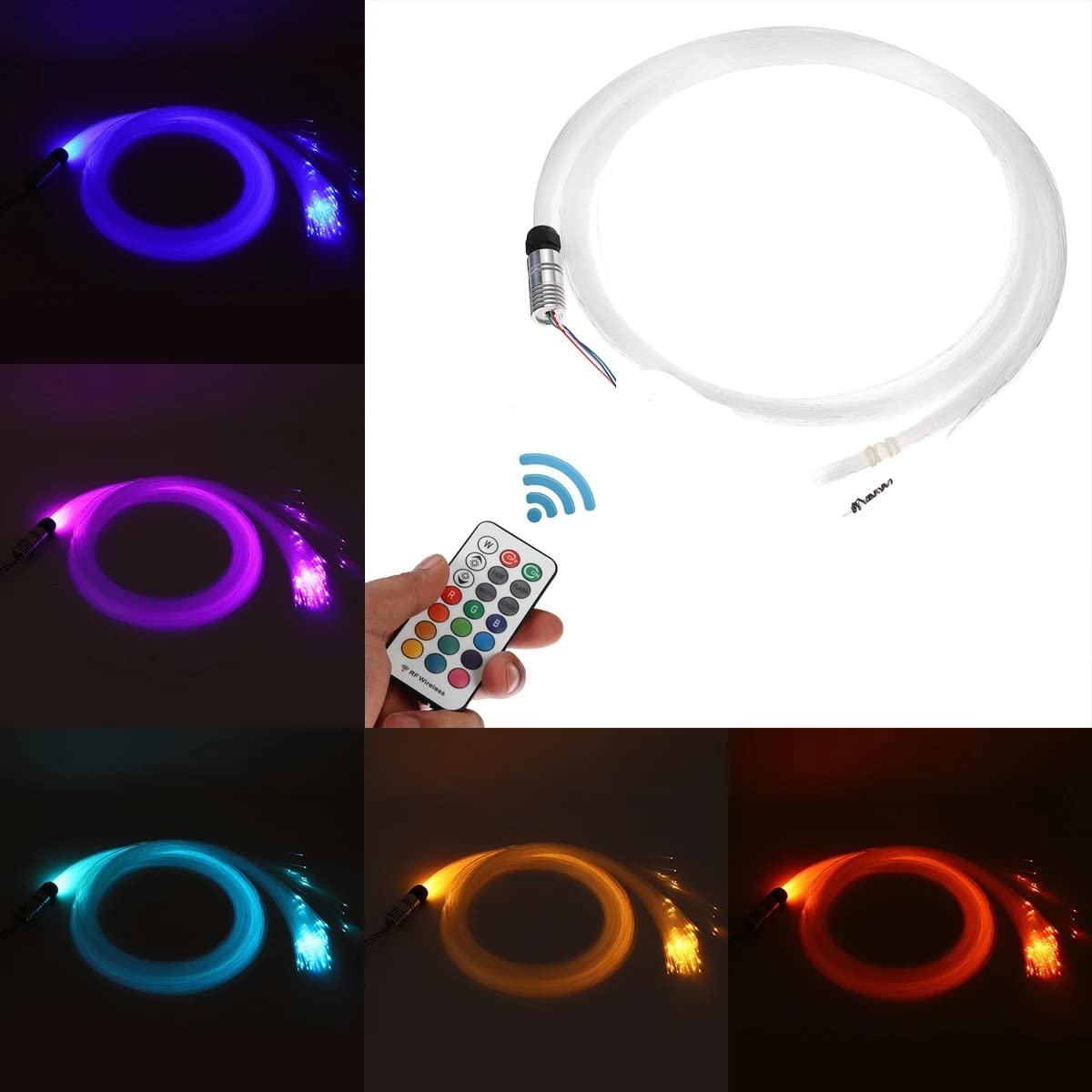 Fiber Optic Light RGB 300pcs Cable Ceiling Car Roof Star Light 2M Remote Control 300pcs App+Remote Control-Optic Fiber Light Kit-Lighting Hub-Lighting Hub