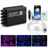 32W Light Engine Twinkle/Shooting App+ Remote Fiber Optic Light Kit 9.8ft/3m Length 0.5MM-500pcs, 0.75MM-800Pcs, 1MM-60pcs, 1.5MM- 40pcs for Car Starlight and Home(1400Pcs/3Meter)