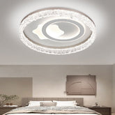 Modern Simple White Acrylic Ceiling Lamp Round Flower Shape LED Indoor Lighting for Dining Living Bedroom Metal Base Home Use