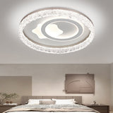 Modern Simple White Acrylic Ceiling Lamp Round Flower Shape LED Indoor Lighting for Dining Living Bedroom Metal Base Home Use
