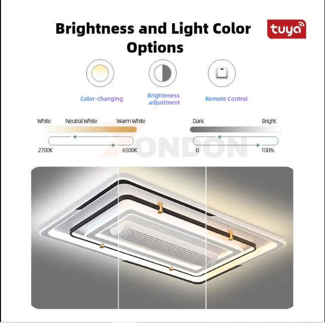 Smart Voice Bladeless Ceiling Fan With Light Remote Control Bladeless Fan Lamp Smart LED Fan Light for Home Bedroom-Other Interior Accessories-Lighting Hub-Lighting Hub