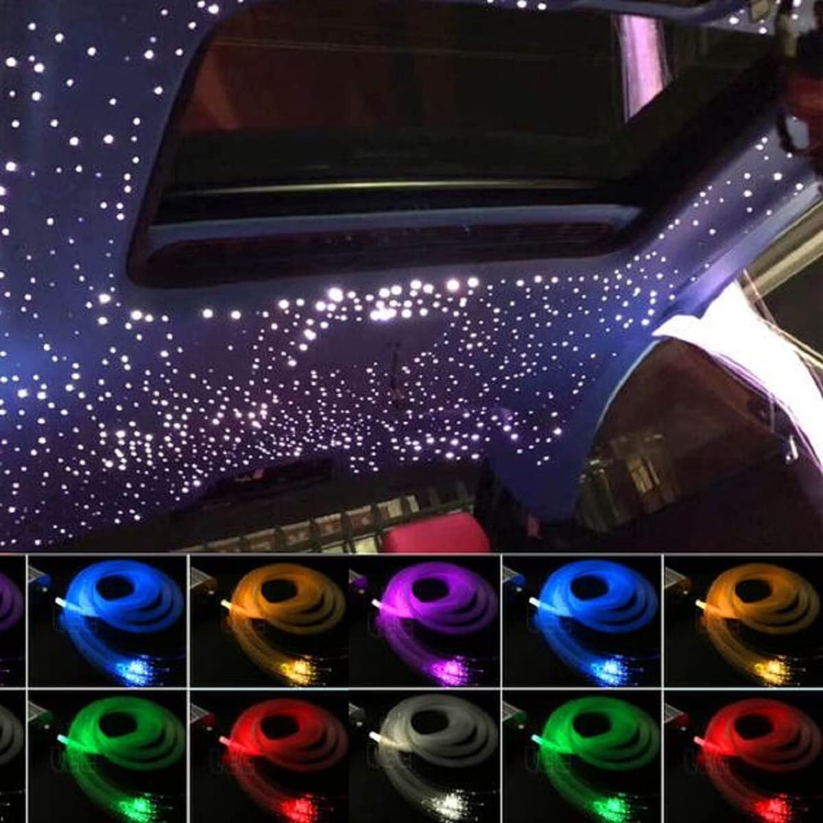 Fiber Optic Light RGB 300pcs Cable Ceiling Car Roof Star Light 2M Remote Control 300pcs App+Remote Control-Optic Fiber Light Kit-Lighting Hub-Lighting Hub