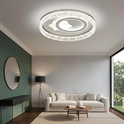 Modern Simple White Acrylic Ceiling Lamp Round Flower Shape LED Indoor Lighting for Dining Living Bedroom Metal Base Home Use-Other Interior Accessories-Lighting Hub-Lighting Hub
