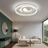 Modern Simple White Acrylic Ceiling Lamp Round Flower Shape LED Indoor Lighting for Dining Living Bedroom Metal Base Home Use