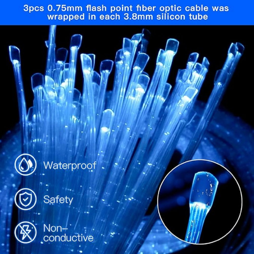 150pcs 9.8ft Side Glow Fiber Optic Sensory Light for Autism Room,18w Twinkle&Sound Activated Light Box,Fiber Optic Curtain 3x0.75mm Flash Point Light Up Cable-Optic Fiber Light Kit-Lighting Hub-Lighting Hub