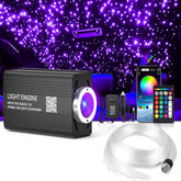 16WApp+ Remote Twinkle Fiber Optic Light Kit 9.8ft/3m 0.5MM-200Pcs, 0.75MM-200Pcs, 1MM-30Pcs, 1.5MM-20Pcs for Car Starlight and Home(450Pcs/3Meter)