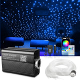16WApp+ Remote Twinkle Fiber Optic Light Kit 16.4ft/5m 0.5MM-250Pcs, 0.75MM-300Pcs, 1MM-30Pcs, 1.5MM-20Pcs for Car Starlight and Home(600Pcs/5Meter)