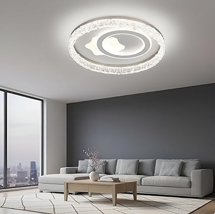 Modern Simple White Acrylic Ceiling Lamp Round Flower Shape LED Indoor Lighting for Dining Living Bedroom Metal Base Home Use-Other Interior Accessories-Lighting Hub-Lighting Hub