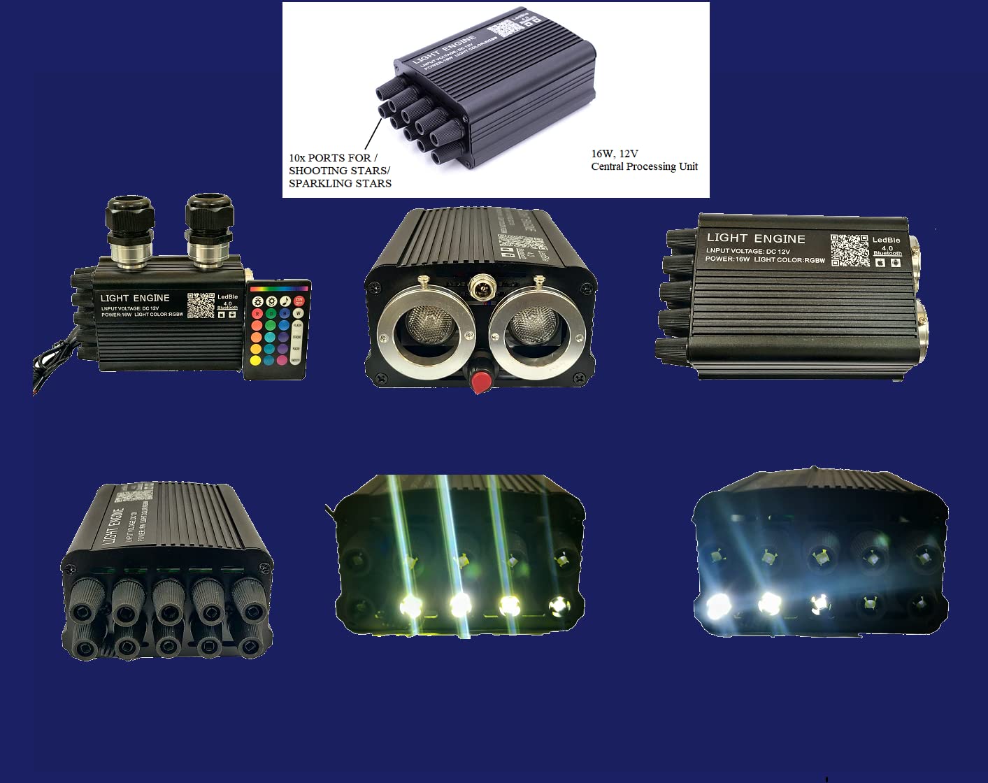 Bluetooth 16W RGBW Starlight APP/Remote Music Mode LED Fiber Optic Light Star Ceiling Light Kit for Car Home Ceiling Decoration, PMMA Plastic 8858ft(2700m)/roll Diameter 0.2d B/m(0.75mm)-Optic Fiber Light Kit-Lighting Hub-Lighting Hub