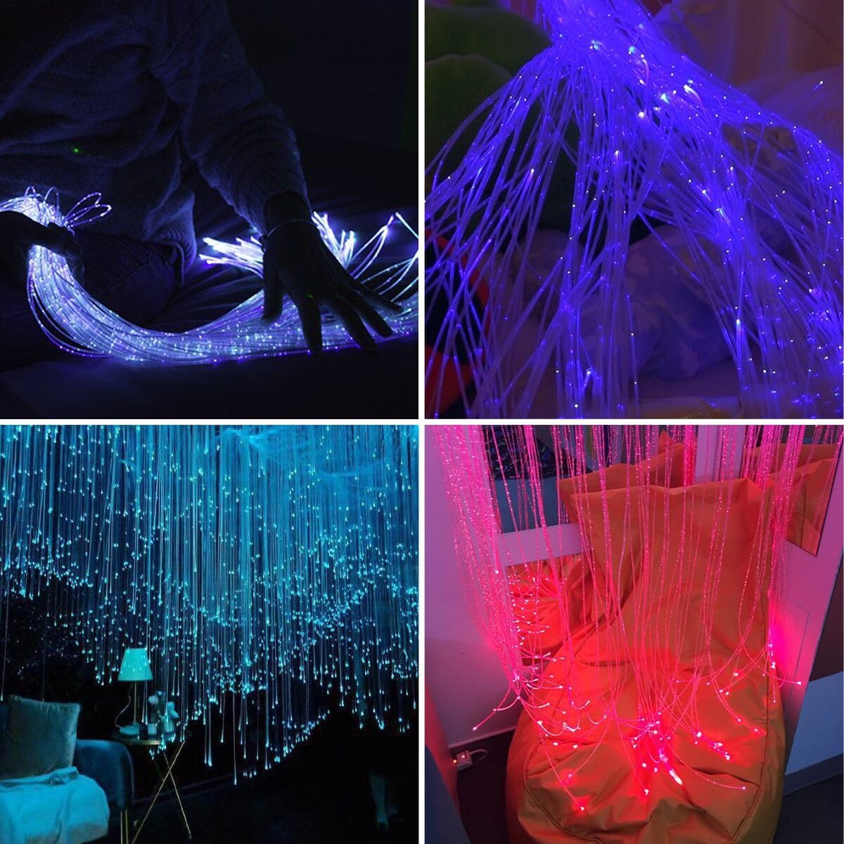 150pcs 9.8ft Side Glow Fiber Optic Sensory Light for Autism Room,18w Twinkle&Sound Activated Light Box,Fiber Optic Curtain 3x0.75mm Flash Point Light Up Cable-Optic Fiber Light Kit-Lighting Hub-Lighting Hub