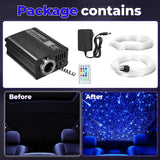 16W Light Engine Twinkle/Shooting App+ Remote Fiber Optic Light Kit 9.8ft/3m Length 0.5MM-250pcs, 0.75MM-500Pcs, 1MM-30pcs, 1.5MM- 20pcs for Car Starlight and Home(800Pcs/3Meter)