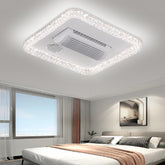 Smart Bladeless LED Ceiling Fan Light with Voice Control, Bluetooth Speaker & Modern Crystal Design