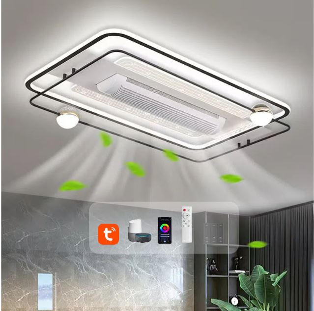 Smart Voice Bladeless Ceiling Fan With Light Remote Control Bladeless Fan Lamp Smart LED Fan Light for Home Bedroom-Other Interior Accessories-Lighting Hub-Lighting Hub