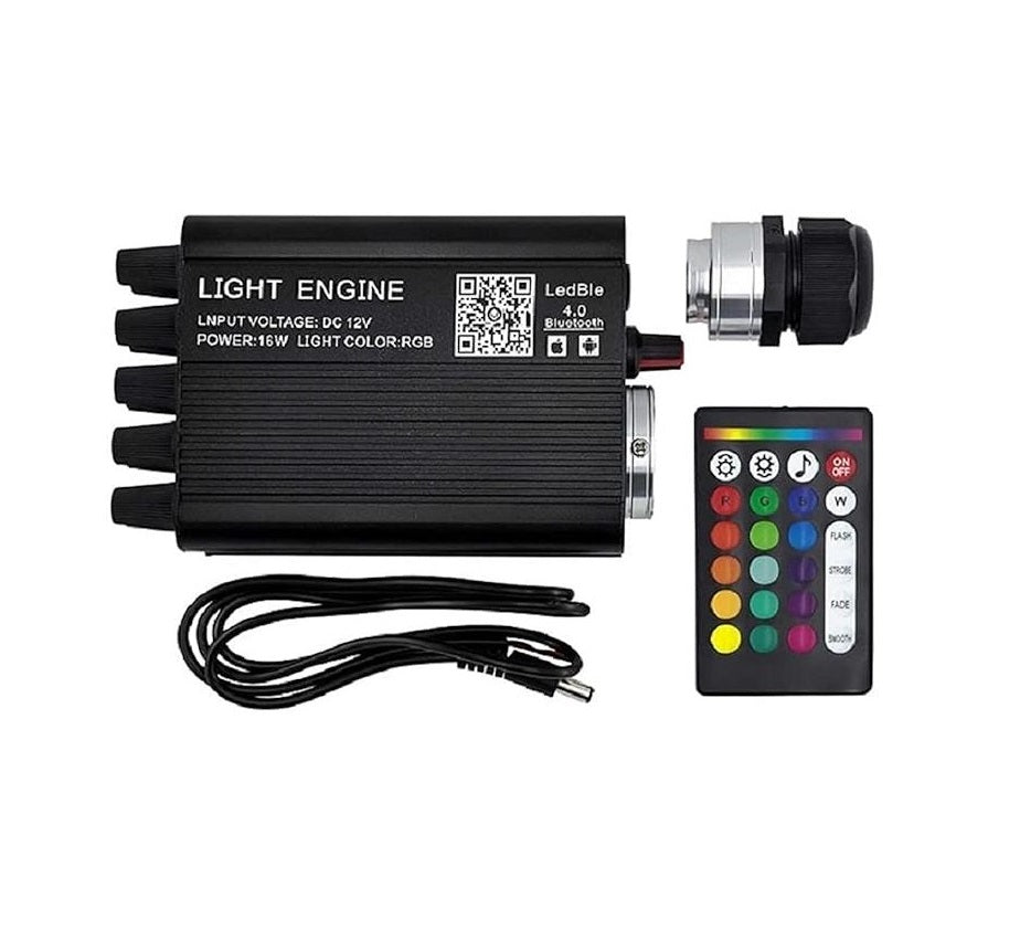 Shooting Star Ceiling Light Kit, 16W RGBW APP + Remote Control Fibre Optic Light, with 450+100 pcs (550 pieces) 0.75 mm 3M Fibers + 28-Key RF Remote Control, for Decoration in Ceiling-Optic Fiber Light Kit-Lighting Hub-Lighting Hub