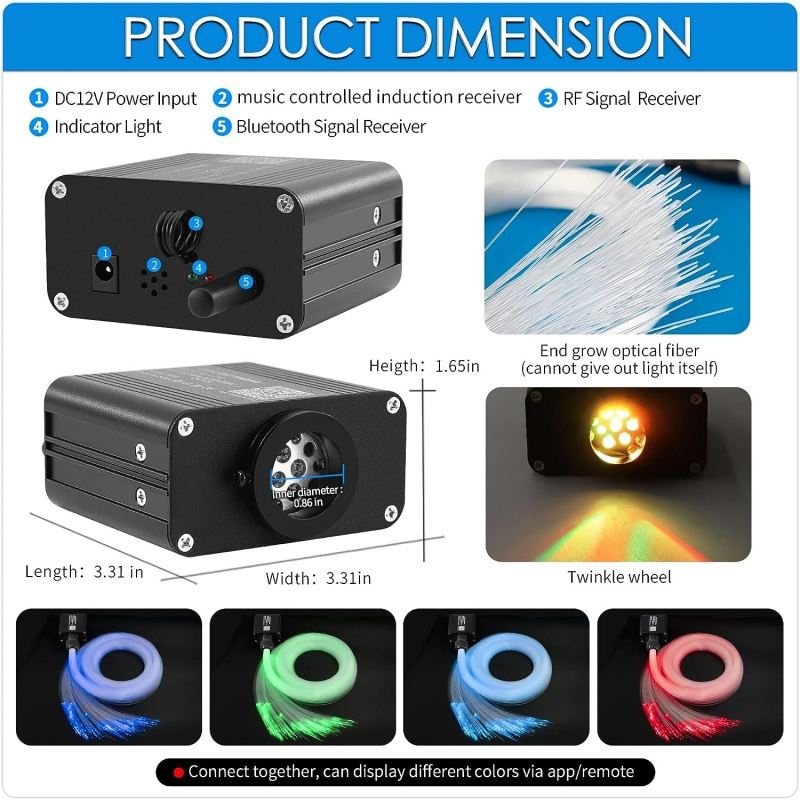 16W Twinkle Star Effect RGBW+White APP+ Remote Optical Fiber Light Engine For Car & Home-light engine-Lighting Hub-Lighting Hub