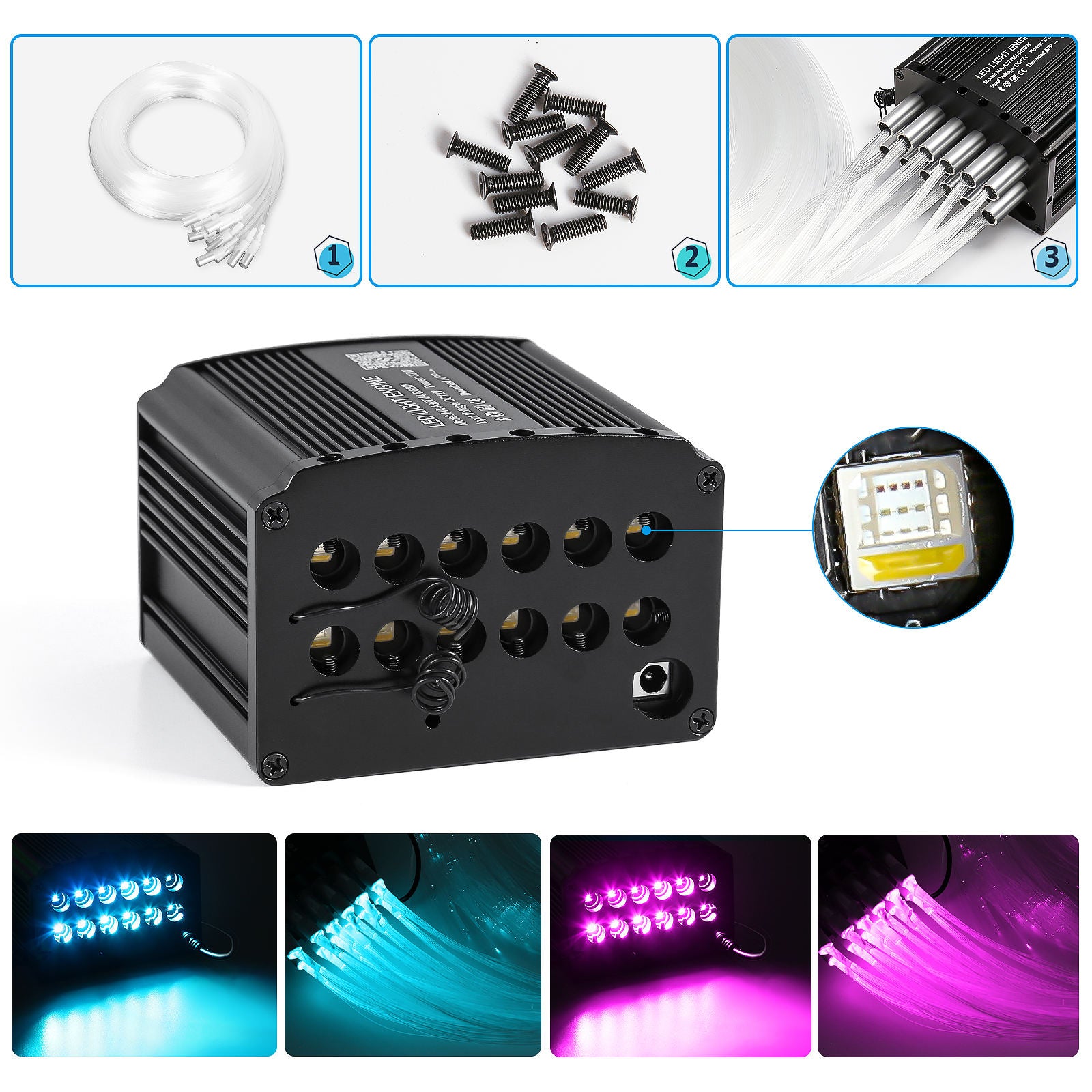 40W RGBW 4 Head Light Source Engine Driver for LED Fiber Optic Star Ceiling Light Home Car Star Shooting Effect Meteor Engine-light engine-Lighting Hub-Lighting Hub