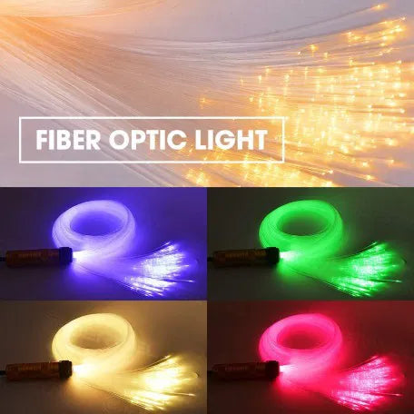 Smart Bluetooth LED Fiber Optic Lights Kit for Car Use/Ceiling Star Lighting, 380 Pieces 9.8f 0.03in Optical Fiber with 7W RGBW Smart Light Engine (APP+ Remote)-Optic Fiber Light Kit-Lighting Hub-Lighting Hub
