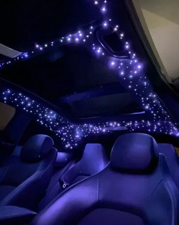 16W Engine Machine with 0.75mm 3 Meter PMMA Plastic End Glow Optical Fiber for Fiber Optic Shooting Star Ceiling Kit RGBW Light Musical Lighting for Car and Home - 380 Pieces (App+Remote)-Optic Fiber Light Kit-Lighting Hub-Lighting Hub