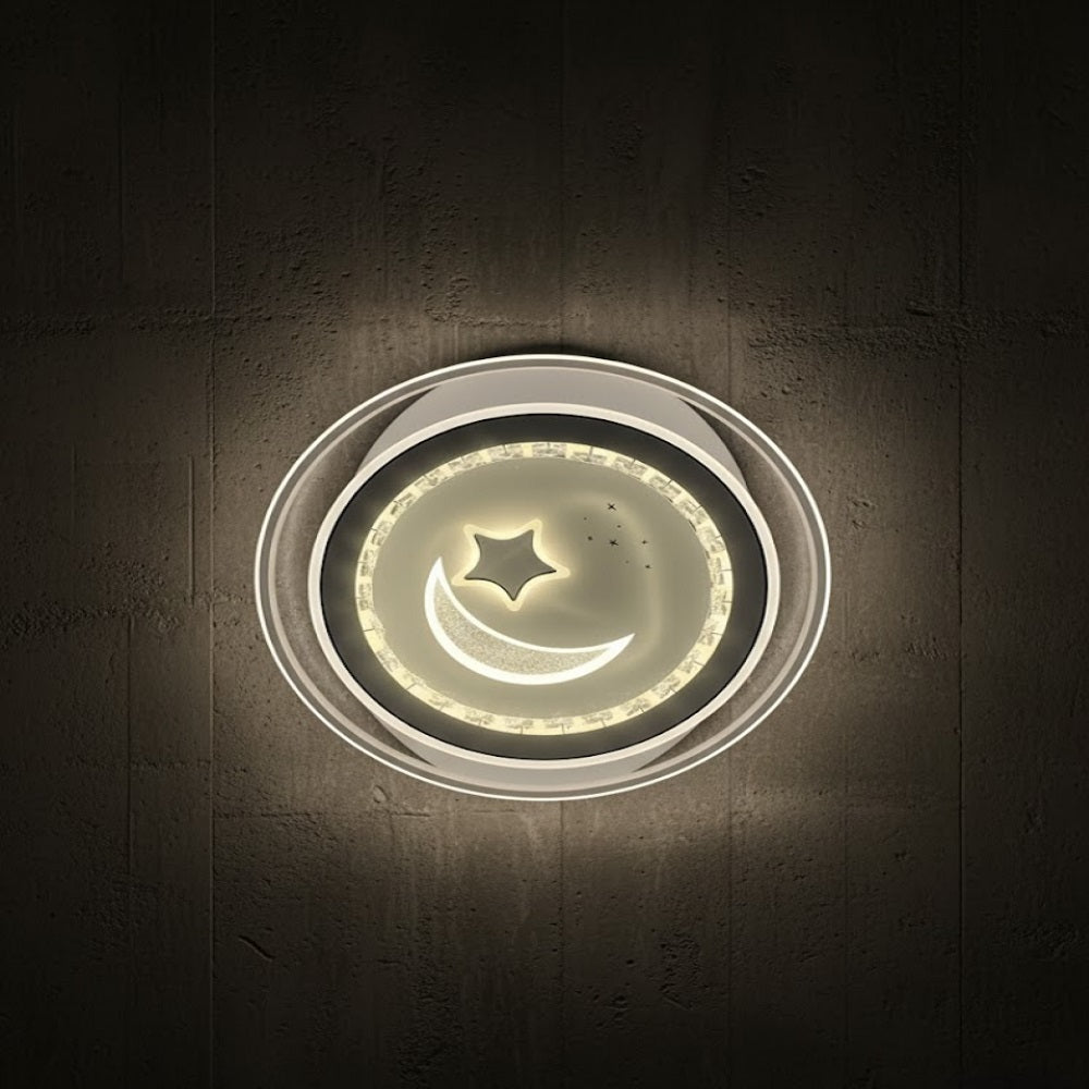 LED Ceiling Light Stars Moons Clouds Stars Round Indoor Lamp Two-color Iron Base Lamp Surface Mounted for Bedroom Hotel Office-Other Interior Accessories-Lighting Hub-Lighting Hub