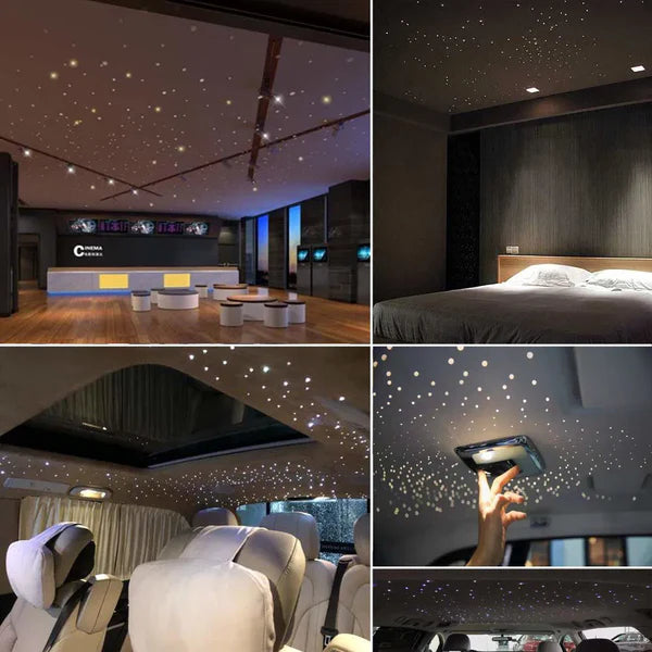 16W Fiber Optic Star Ceiling Light Kit RGBW APP+Music Control Sound Sensor Light Source with 28key RF Musical Remote and Fiber Cable 300pcs 0.75mm/1MM/1.5MM 9.8ft/3m for car and Home-Optic Fiber Light Kit-Lighting Hub-Lighting Hub