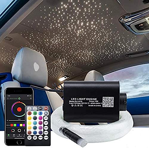 Shooting Star Ceiling Light Kit, 16W RGBW APP + Remote Control Fibre Optic Light, with 450+100pcs (550Pieces) 0.75mm 3M Fibres+28key RF Remoter Control, for Decoration in Ceiling