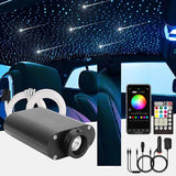 16W Engine Machine with 0.75mm 3 Meter PMMA Plastic End Glow Optical Fiber for Fiber Optic Shooting Star Ceiling Kit RGBW Light Musical Lighting for Car and Home - 380 Pieces (App+Remote)