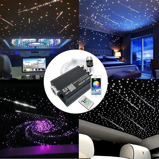 Shooting Star Ceiling Light Kit 16W RGBW APP + Remote Control Fibre Optic Light With 450+100 pcs (550 pieces) 0.75 mm 3M Fibers + 28-Key RF Remote Control, for Decoration in Ceiling-Optic Fiber Light Kit-Lighting Hub-Lighting Hub