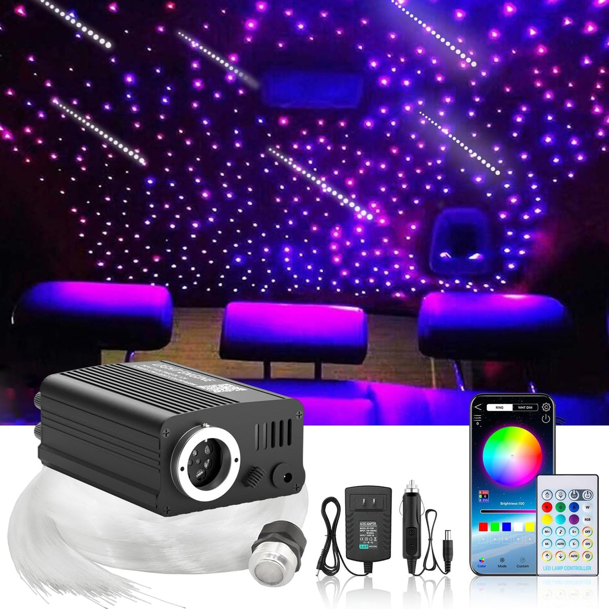 16W Fiber Optic Kit Mix Fiber 800Pcs With Shooting Star (5M)