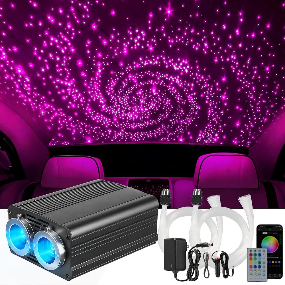 32Watt App+ Remote Twinkle Fiber Optic Light Kit 16.4ft/5m 0.5MM-500Pcs, 0.75MM-600Pcs, 1MM-60Pcs, 1.5MM-40Pcs for Car Starlight and Home(1200Pcs/5Meter)