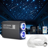 32W Light Engine Twinkle/Shooting App+ Remote Fiber Optic Light Kit 9.8ft/3m Length 0.5MM-500pcs, 0.75MM-800Pcs, 1MM-60pcs, 1.5MM- 40pcs for Car Starlight and Home(1400Pcs/3Meter)