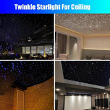 16WApp+ Remote Twinkle Fiber Optic Light Kit 16.4ft/5m 0.5MM-250Pcs, 0.75MM-300Pcs, 1MM-30Pcs, 1.5MM-20Pcs for Car Starlight and Home(600Pcs/5Meter)