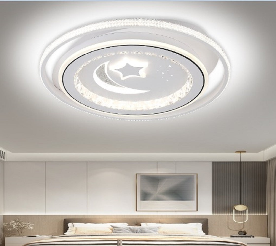 LED Ceiling Light Stars Moons Clouds Stars Round Indoor Lamp Two-color Iron Base Lamp Surface Mounted for Bedroom Hotel Office