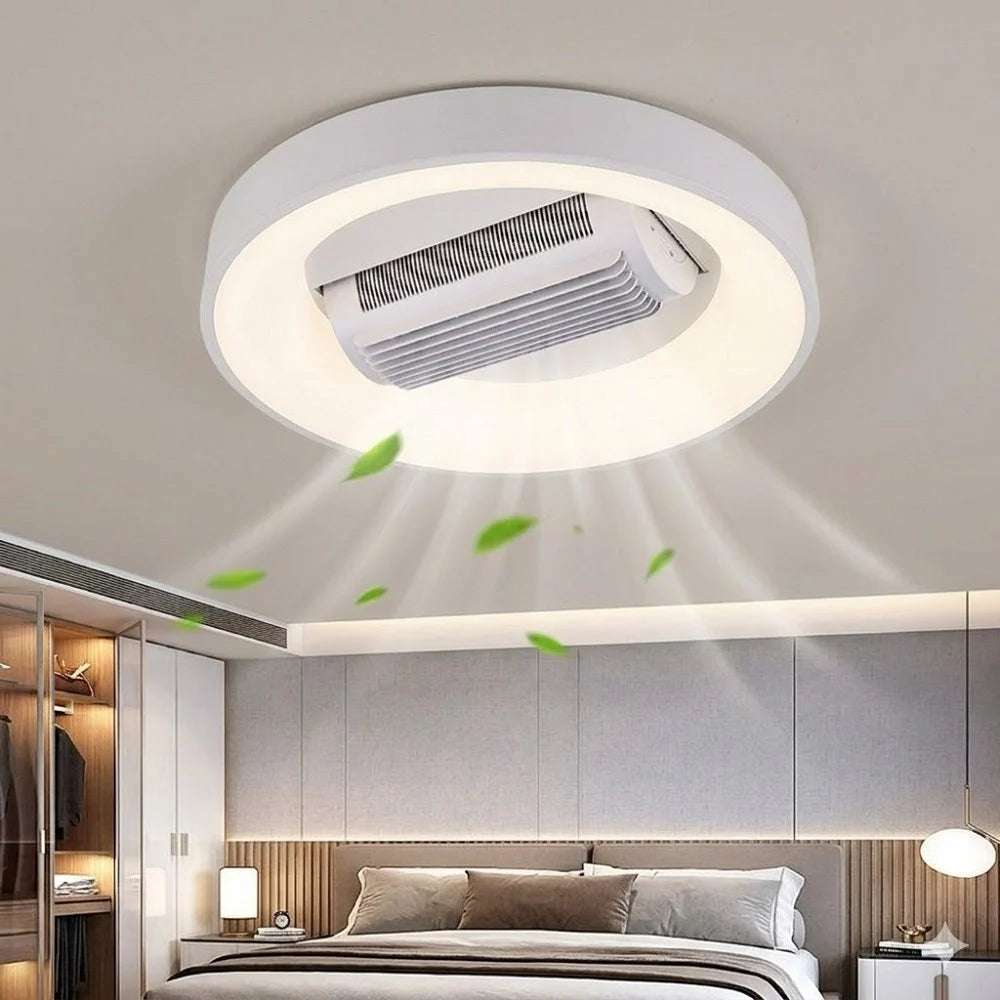 Bladeless Ceiling Fan with All Copper DC Motor Remote Control Offline Voice for Living Room Bedroom