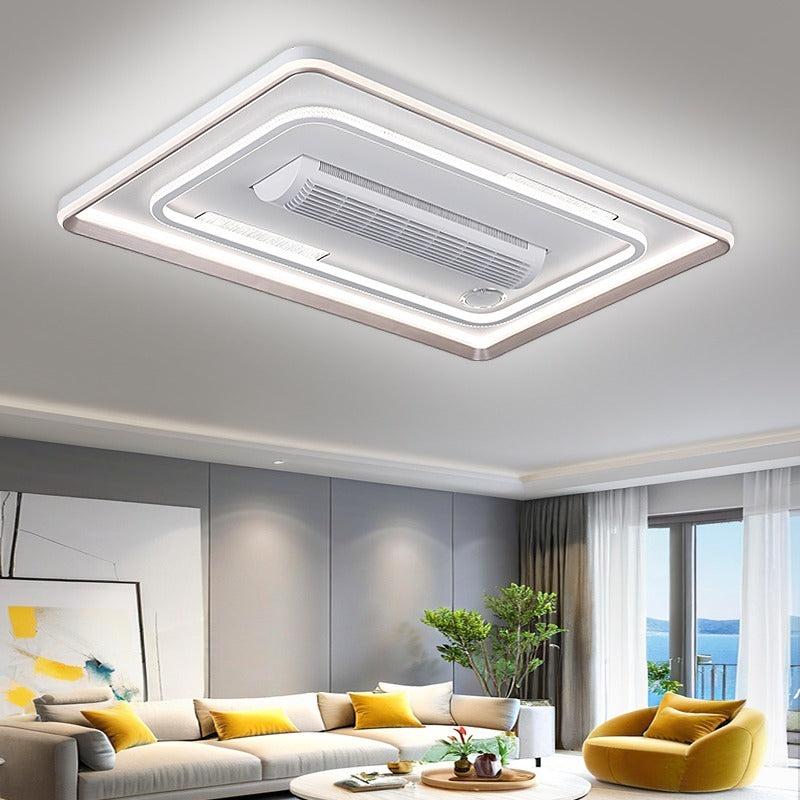 Modern High-CRI White LED Lamp Hot-Selling Off-Grid Remote Control Ceiling Fan with DC Bladeless Bedrooms 220V Iron Motor with Bluetooth Speaker