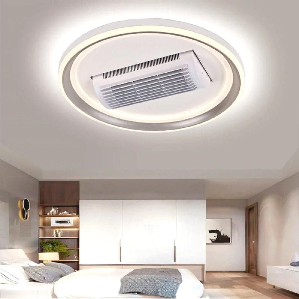 Modern LED Ceiling Fans Remote Control 60-Inch Creative Leafless Lamp DC Motor Bladeless