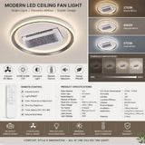 Modern LED Ceiling Fans Remote Control 60-Inch Creative Leafless Lamp DC Motor Bladeless