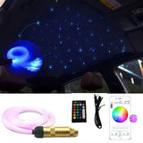 Smart Bluetooth LED Fiber Optic Lights Kit for Car Use/Ceiling Star Lighting, 380 Pieces 9.8f 0.03in Optical Fiber with 7W RGBW Smart Light Engine (APP+ Remote)